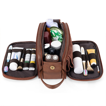 Τσαντάκι ταξιδιού για καλλυντικά από PU, αδιάβροχο και επεκτάσιμο, με διαχωρισμό στεγνών-υγρών και επένδυση πολυεστέρα, unisex