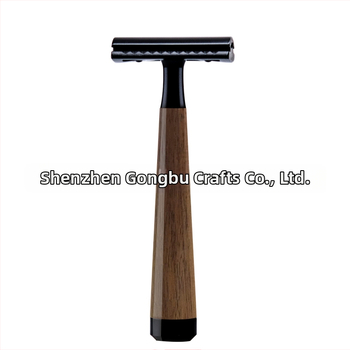 ZY Χειροκίνητο ξυριστικό με λαβή από καρυδιά, διπλής όψης λεπίδα, σετ 84 τεμαχίων