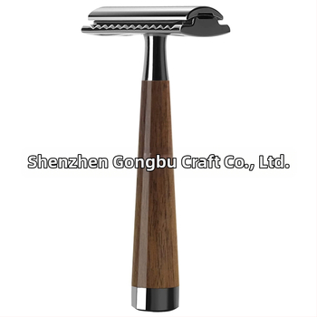 ZY Χειροκίνητο ξυριστικό με λαβή από καρυδιά, διπλής όψης λεπίδα, σετ 84 τεμαχίων