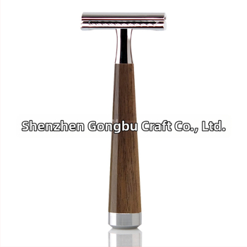 ZY Χειροκίνητο ξυριστικό με λαβή από καρυδιά, διπλής όψης λεπίδα, σετ 84 τεμαχίων