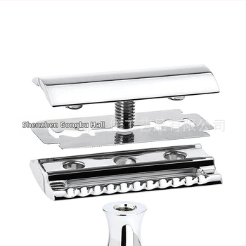 ZY Χειροκίνητο ξυριστικό με λαβή από καρυδιά, διπλής όψης λεπίδα, σετ 84 τεμαχίων