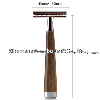 ZY Χειροκίνητο ξυριστικό με λαβή από καρυδιά, διπλής όψης λεπίδα, σετ 84 τεμαχίων