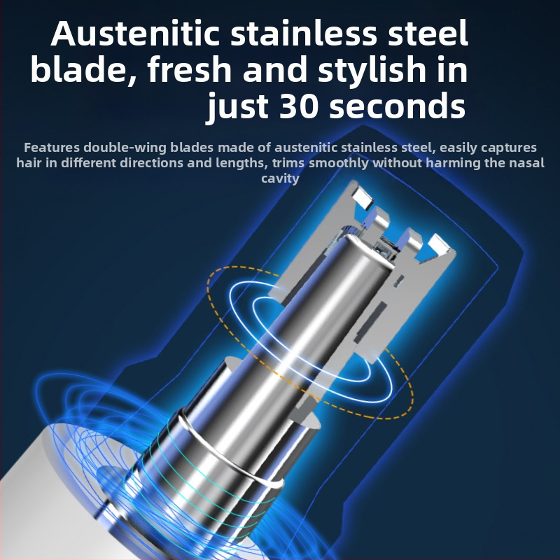 Schweiker портативен електрически тример за носни косми – вградена батерия 100–300 mAh, подвижна и измиваема глава за рязане, ABS корпус, зареждане