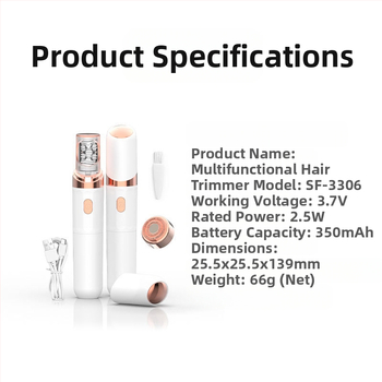 Ηλεκτρικό μηχάνημα αποτρίχωσης σώματος για ολόκληρο το σώμα, με διπλό κεφάλι κοπής, τροφοδοτούμενο μέσω USB, κινητήρας DC