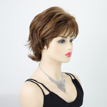 Екзотична перука с къси пухкави къдрици, модел 0127A, коса от термоустойчива нишка, естествена и пухкава, за дами, диагонални ресни, механизъм на обработка