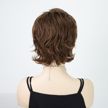 Екзотична перука с къси пухкави къдрици, модел 0127A, коса от термоустойчива нишка, естествена и пухкава, за дами, диагонални ресни, механизъм на обработка