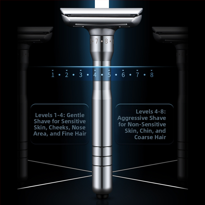 Χειροκίνητο ξυριστικό Tide, διπλής όψεως ανοξείδωτες λεπίδες, 8 στάδια ευκρινισμού, σετ 5 λεπίδων