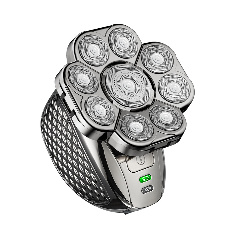 Električni brijač s rotirajućom glavom s više oštrica i plutajućom glavom, cijelo tijelo perivo, ugrađena baterija 500–800 mAh, maksimalna snaga 5W, trajanje >60 minuta