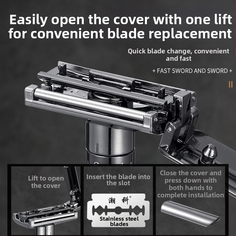 Chaoke мъжки ръчен бръснач — антинадраскващ, ретро стил, двуостър лез