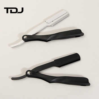 Ανδρικό χειροκίνητο ξυριστικό με λεπίδα ήμι-λεπίδας, κεφαλή από ανοξείδωτο ατσάλι и λαβή από πλαστικό — TDJ