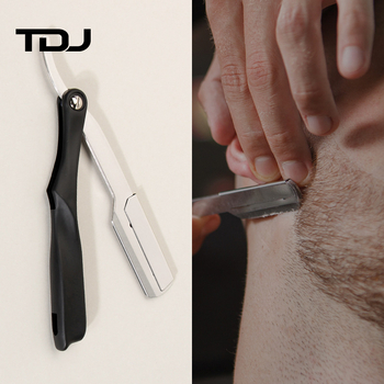 Ανδρικό χειροκίνητο ξυριστικό με λεπίδα ήμι-λεπίδας, κεφαλή από ανοξείδωτο ατσάλι и λαβή από πλαστικό — TDJ