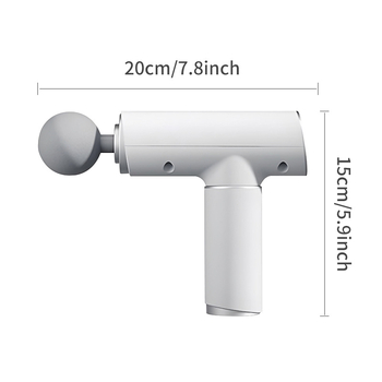 Fascia masažni pištolj — prijenosni, bezkontaktan motor, LCD zaslon, 6 nastavaka za masažu, ugrađena baterija, autonomija 3–6 sati, niski zvuk 36–45 dB