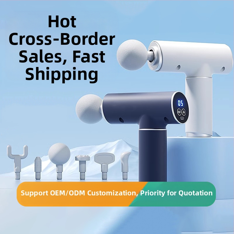 Fascia masažni pištolj — prijenosni, bezkontaktan motor, LCD zaslon, 6 nastavaka za masažu, ugrađena baterija, autonomija 3–6 sati, niski zvuk 36–45 dB