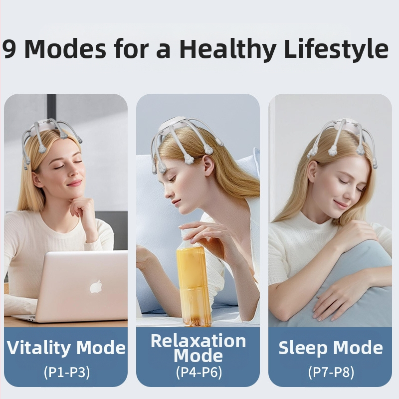 Масажор за глава с щипка WY-601 — USB захранване, управление с бутон, 3-та скорост, вибрационен масаж