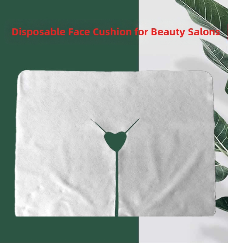 Еднократна нетъкана кърпа с U-образна дупка за козметичен салон, за лице и масажна маса; размери 30x40 см, тегло 25–50 g, прахоустойчива