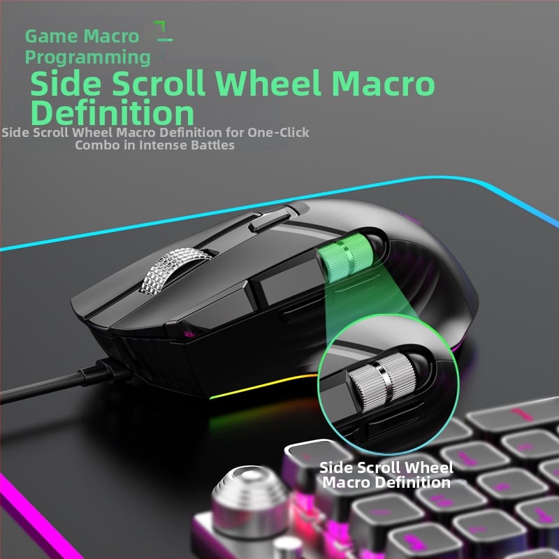 Кабелна гейминг мишка, DPI 12400, USB интерфейс, 10 бутона, 6-степенна регулируема резолюция