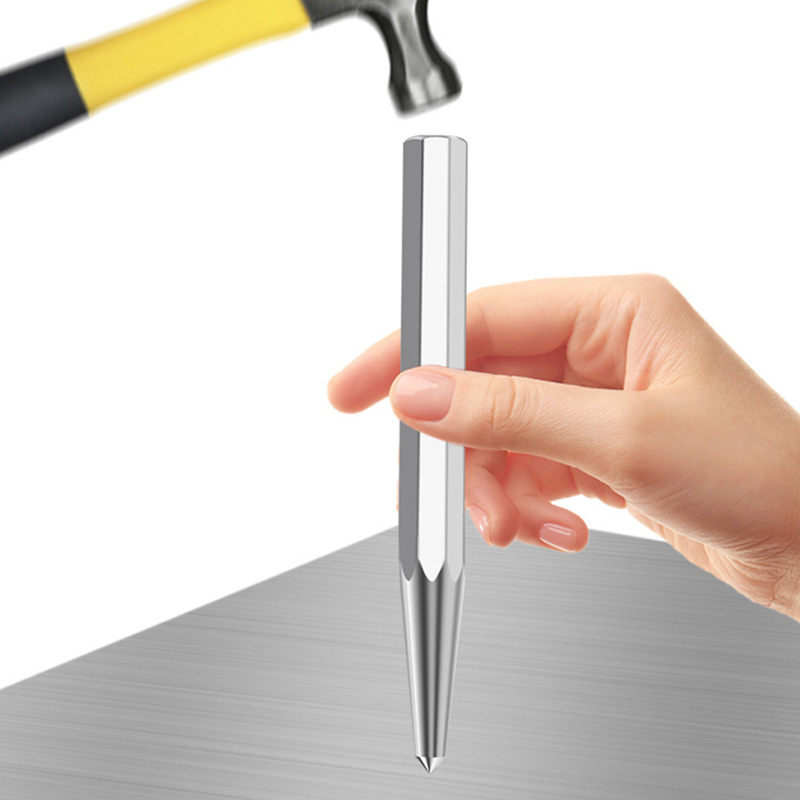 Осмоъгълен позициониращ пробивник със центриращ ударник, метална дръжка, дължина 118 мм