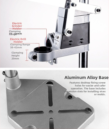 Xin Times πολυλειτουργική βάση τρυπανιού για πάγκου, στήριγμα χειροτρυπάνης, συμβατή με επιφάνεια εργασίας, ευέλικτη, χωρίς προσαρμογές