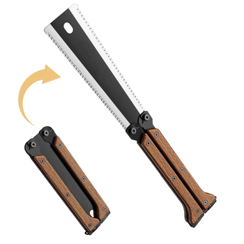 Ferăstrău pliabil pentru exterior, lamă SK5, cu dublă tăiere, mâner din lemn