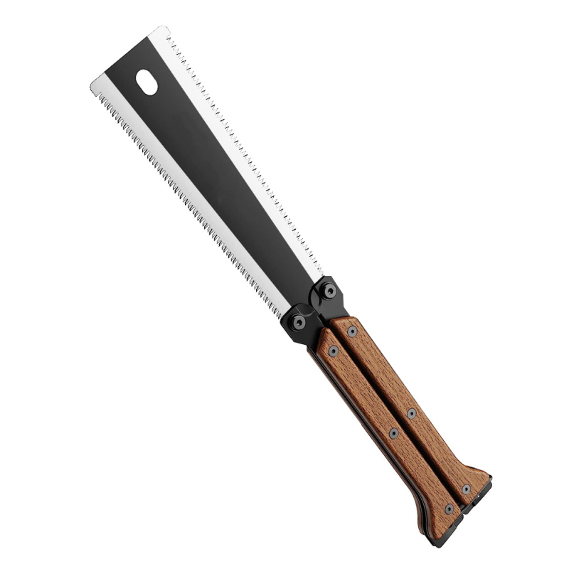 Ferăstrău pliabil pentru exterior, lamă SK5, cu dublă tăiere, mâner din lemn