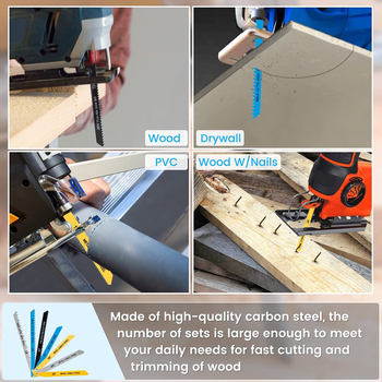 Комплект ножове за жигсо за дърводелство, 70 броя, груби и фини зъби, въглеродна стомана