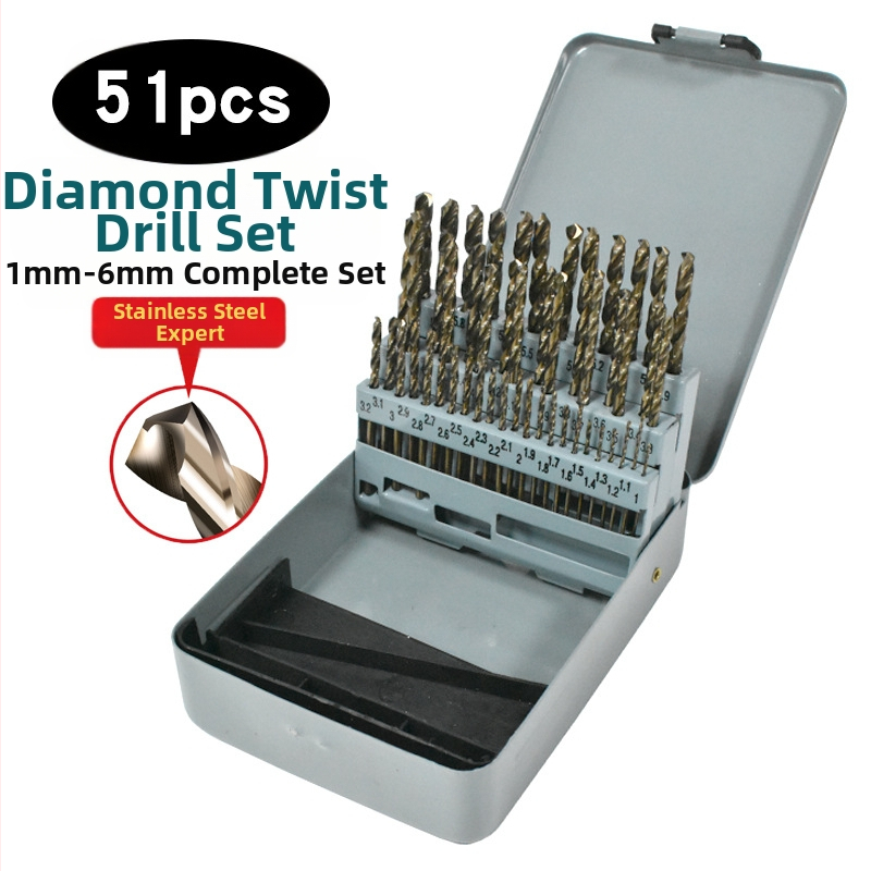 Комплект винтови свредла с кобалт за ръчна електрическа бормашина, 51 части, високо-скоростна стомана