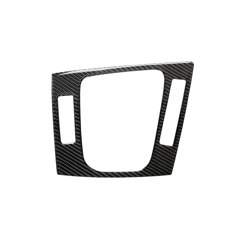 BMW E46 3. sērijas oglekļa šķiedras dekoratīvā vāciņa komplekts pārslēdzējam un stāvbremzei ar centrālās konsores rāmi — Modelis RRX-101608