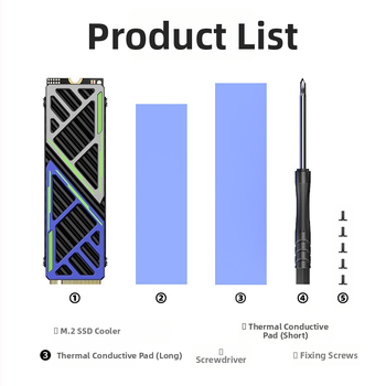 GMTA GM-SR006 Αλουμινένιος ψύκτης για M.2 2280 SSD με 2 θερμοσωλήνες