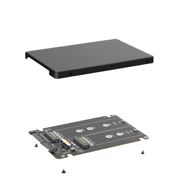 Dviejų M.2 į SATA 3.0 adapterio plokštė su korpusu, NGFF SSD į 2,5 colių SATA diską