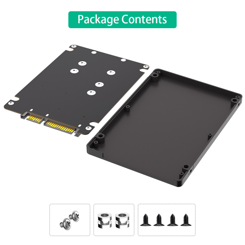 Dviejų M.2 į SATA 3.0 adapterio plokštė su korpusu, NGFF SSD į 2,5 colių SATA diską