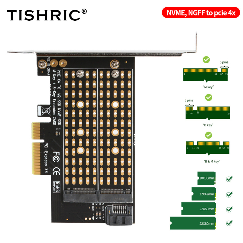 NVMe uz PCIe M.2 NGFF adapteri ar M-key TSR583, no TISRIC