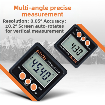 Мини електронен дигитален инклинометър с магнитна основа, диапазон 4×90°, висока точност