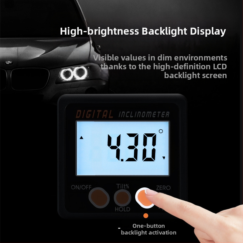 Мини електронен дигитален инклинометър с магнитна основа, диапазон 4×90°, висока точност