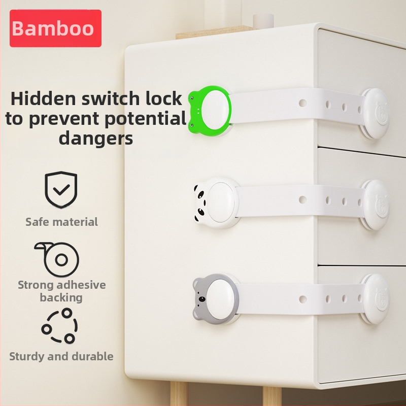 Bangbang Pig daugiafunkcinis vaiko saugos užraktas spintelėms ir stalčiams, prieš prispaudimą, 3 vnt pakuotė, brūkšninis kodas 6955021809269