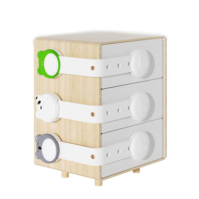 Bangbang Pig daugiafunkcinis vaiko saugos užraktas spintelėms ir stalčiams, prieš prispaudimą, 3 vnt pakuotė, brūkšninis kodas 6955021809269