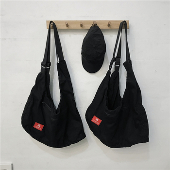 Мъжка чанта за кръст през рамо – памук, цип, едноцветна, уличен стил, корейски стил