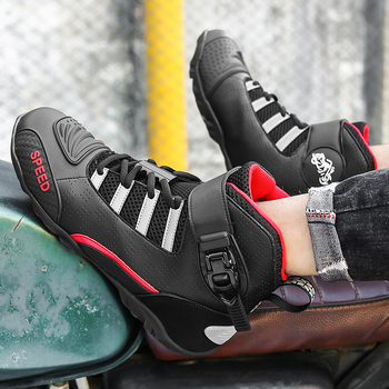 Всесезонни кожени мотоциклетни ботуши, унисекс, водоустойчиви и ветроустойчиви, за оффроуд каране