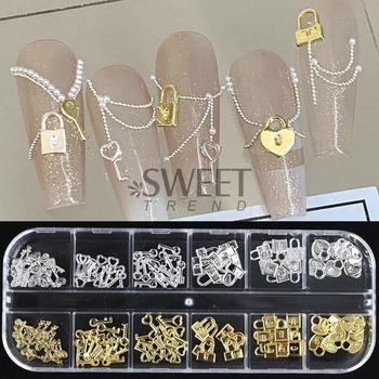 Nagu aksesuārs — Love Lock sērija, metāla sirds aizslēgs ar atslēgu, mīlestības un ķēdes raksts, retro un salds stils.