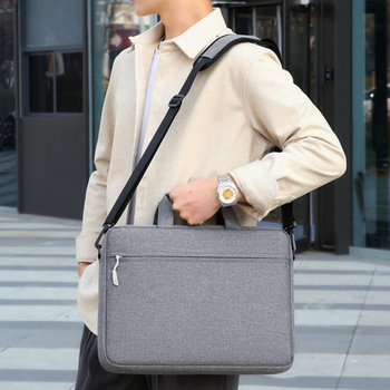 Чанта за лаптоп през рамо, голям капацитет, кроссбоди стил, за 16-инчов лаптоп, полиестер с канва вътрешност