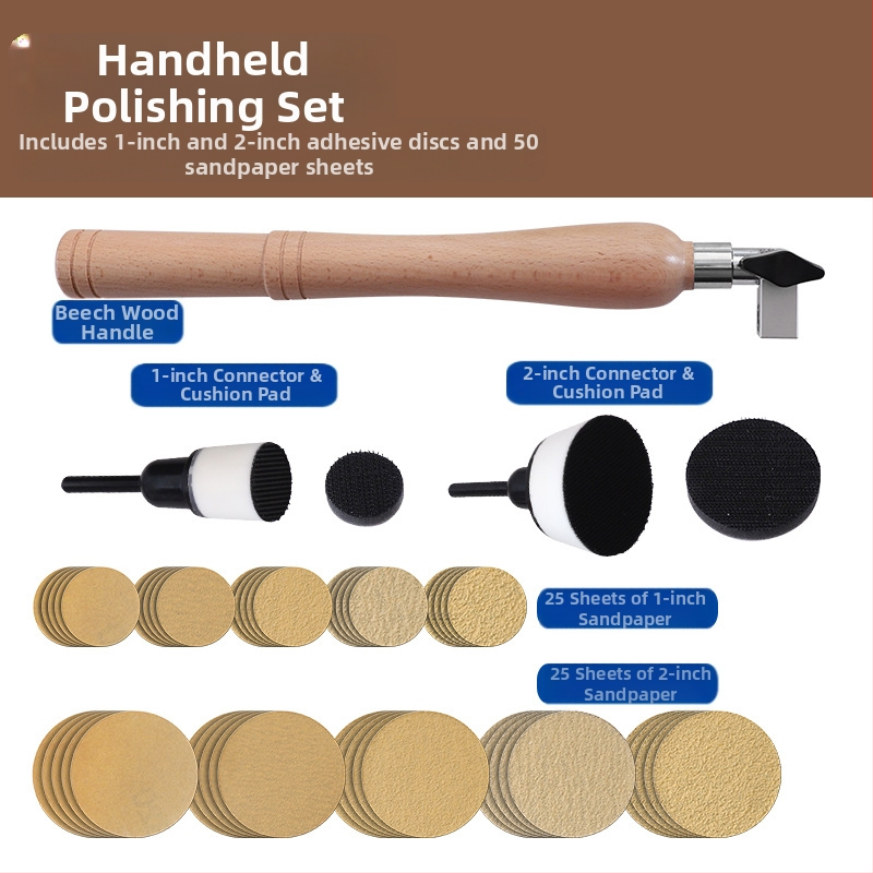 55-частен комплект Bowl Sander с дръжка от бук за шлайфане на дърво и дървообработване