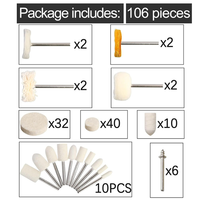 Yi Baida Pulēšanas riteņu komplekts, tips: komplekts, materiāls: pulētā vilna, abrazīvs: vilna, cietība: 60