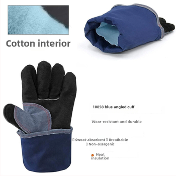 Ornon suvirinimo pirštinės, dviejų sluoksnių veršienos oda, izoliuotos elektriniam suvirinimui ir lauko naudojimui