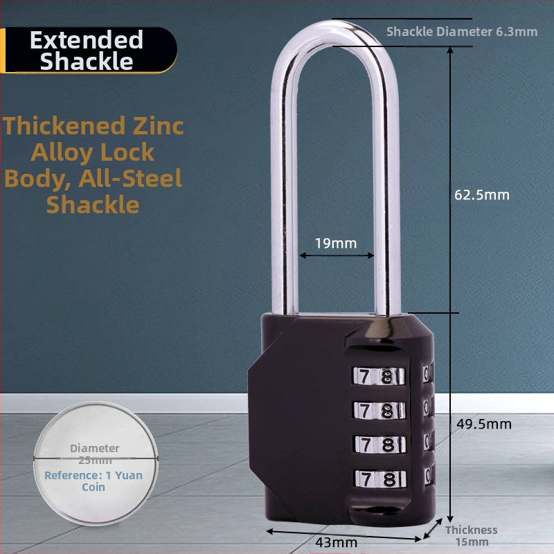 Механичен NF-22 с дълга греда, 4-цифров комбиниран катинар за фитнес шкафове и врати – цинкова сплав