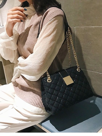 Чанта Tote от дантела, хоризонтална правоъгълна форма, цип за затваряне, полиестерна подплата, двойни презрамки