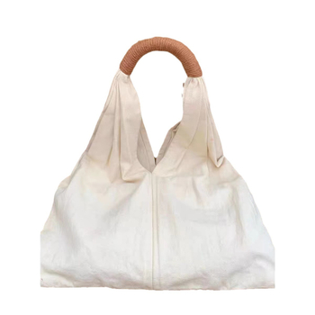 Drobės tote krepšys moterims — miesto minimalistinis stilius, atveriamas viršus, dumpling siluetas, didelė talpa, poliesterio pamušalas, vidiniai kišenės su užtrauktukais, kišenės telefonui/ID