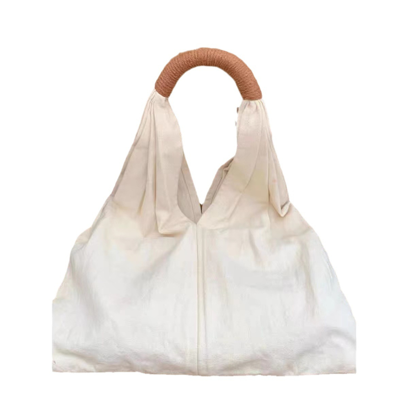 Vászon Tote táska nőknek — városi minimalist stílus, nyitott tetejű, dumpling sziluett, nagy kapacitás, poliészter bélés, belső zsebek cipzárral, telefon- és ID-zsebek