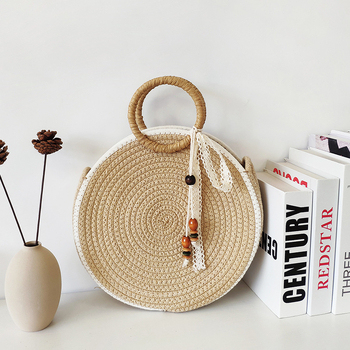 Milia kerek pamut kötött táska - városi minimalist stílus, nyitott tetejű, bélés nélküli