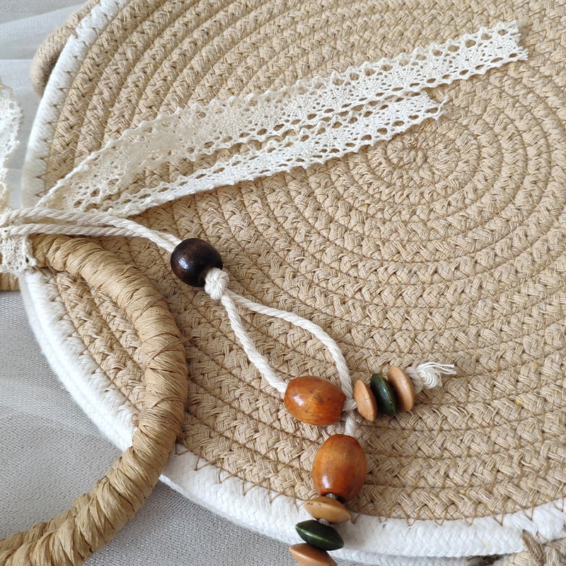 Milia kerek pamut kötött táska - városi minimalist stílus, nyitott tetejű, bélés nélküli