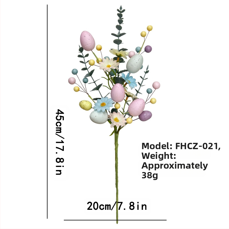 Πασχαλινή διακοσμητική σύνθεση αυγών με πολύχρωμα τεχνητά μούρα και ευκάλυπτο — υλικό: αφρός; συσκευασία: Opp bag; μάρκα: Linyi Shangyi; όχι εισαγόμενο