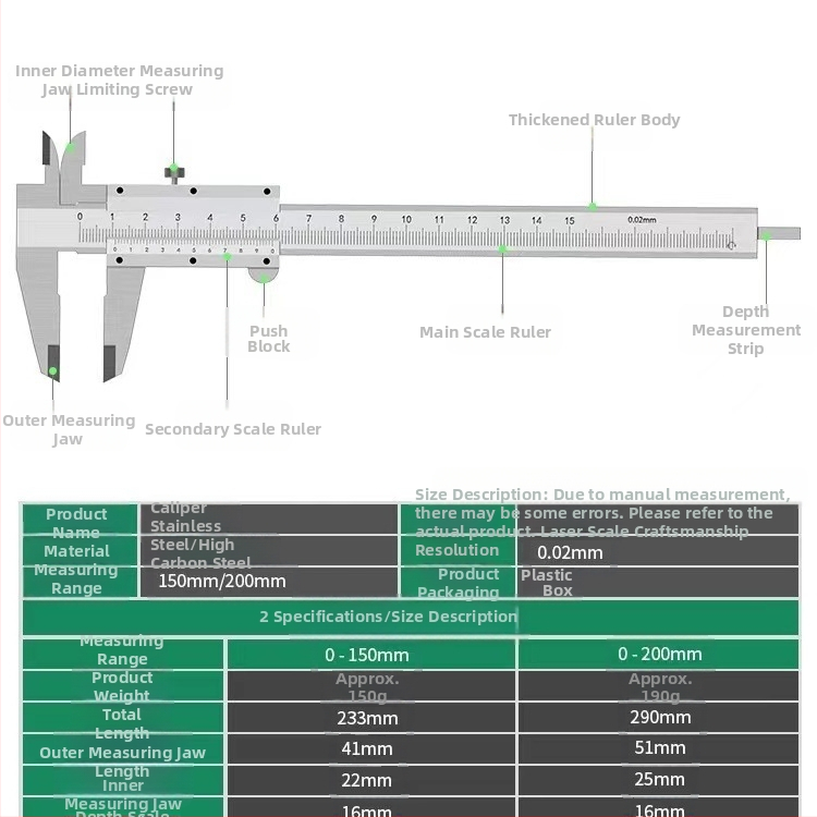 цифров штангенциркул от неръждаема стомана, диапазон 0-150 мм, измерване на височина и дълбочина, индустриално качество